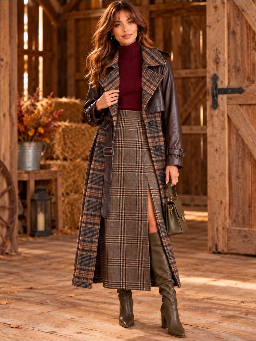 Styled Outfit Autumn Equestrian Plaid & Cashmere Layered Look | Jacket + Sweater